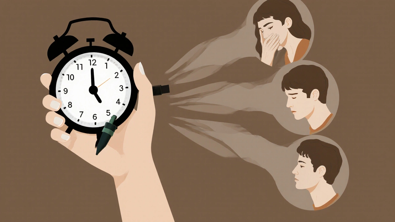 CBD pen beside a clock with abstract waves of calm radiating, symbolizing relaxation.