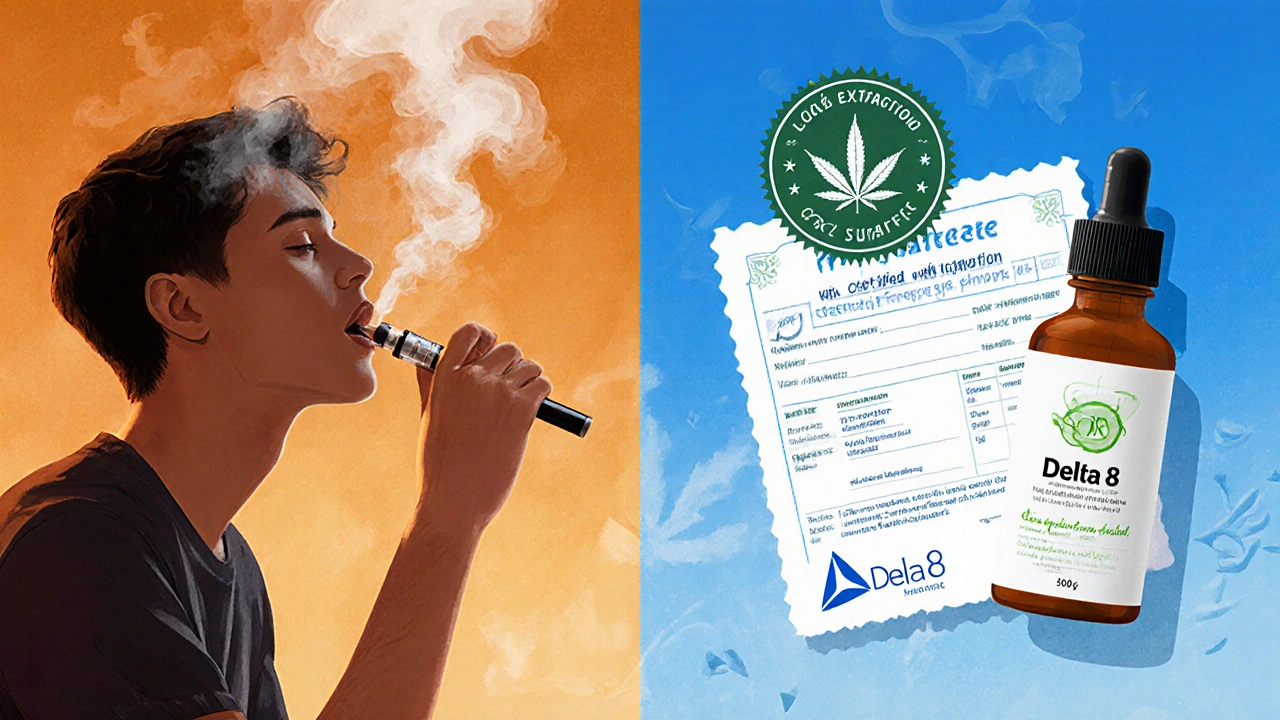 Gegensatz: kontaminierte Delta-8-Cartusche vs. zertifiziertes, sicheres Produkt