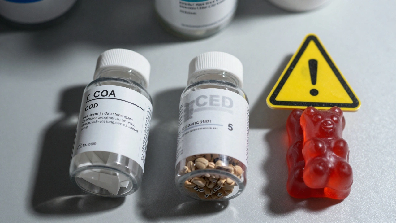 Drei CBD-Produkte im Vergleich: qualitativ hochwertig, unsicher und als Süßigkeit.