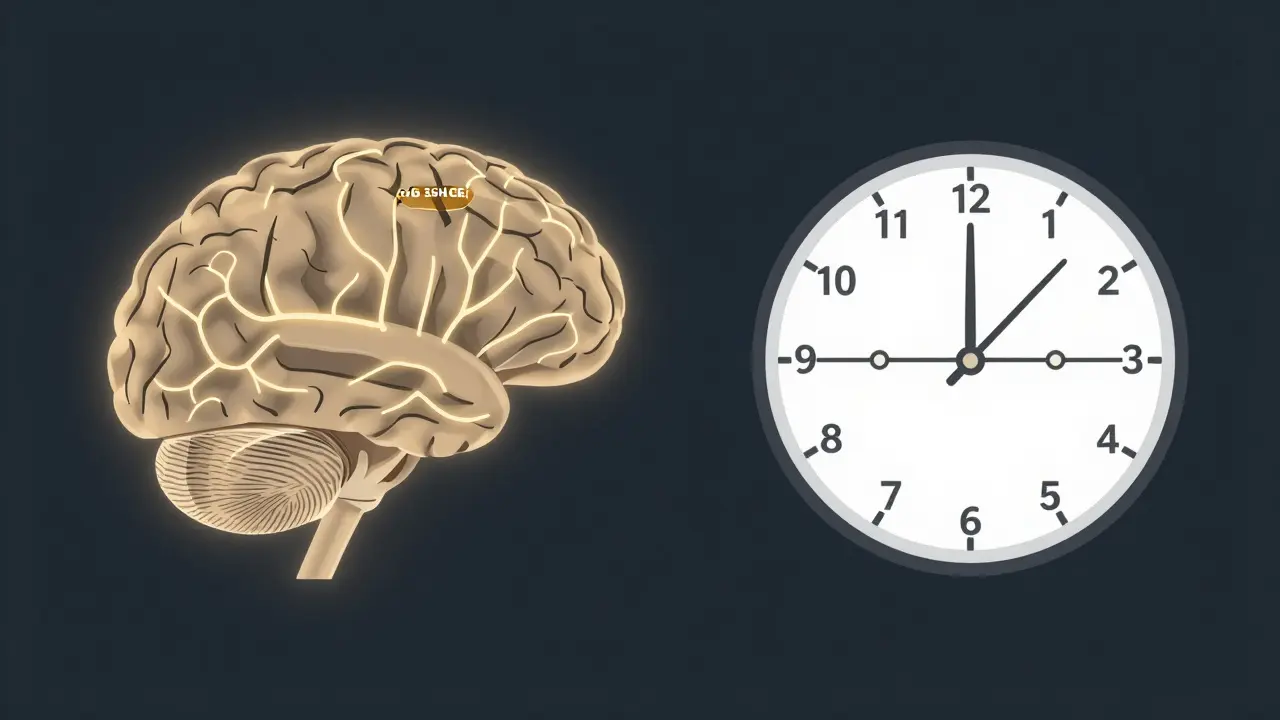 Grafische Darstellung des Gehirns, das CBN beruhigend wirken lässt, mit Schlafzyklus.