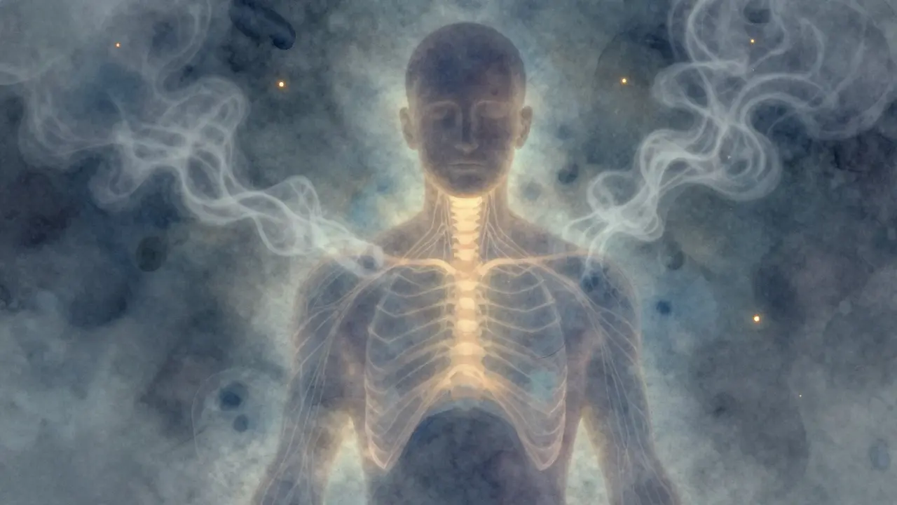 Silhouettierter Mensch mit sanftem Licht, das die Nervenberuhigung durch CBD symbolisiert.