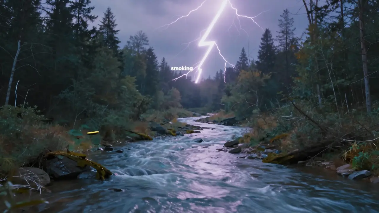 Ein langsamer Fluss aus THC im Wald, im Gegensatz zu einem blitzartigen Rauch-Effekt.
