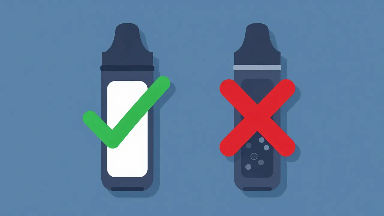 Zwei CBD-Vapes: sicher mit Häkchen vs riskant mit Kreuz