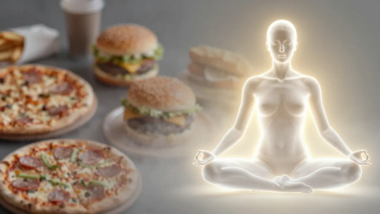 Konzeptbild, das den Übergang von Heißhunger zu mentalem Fokus darstellt.