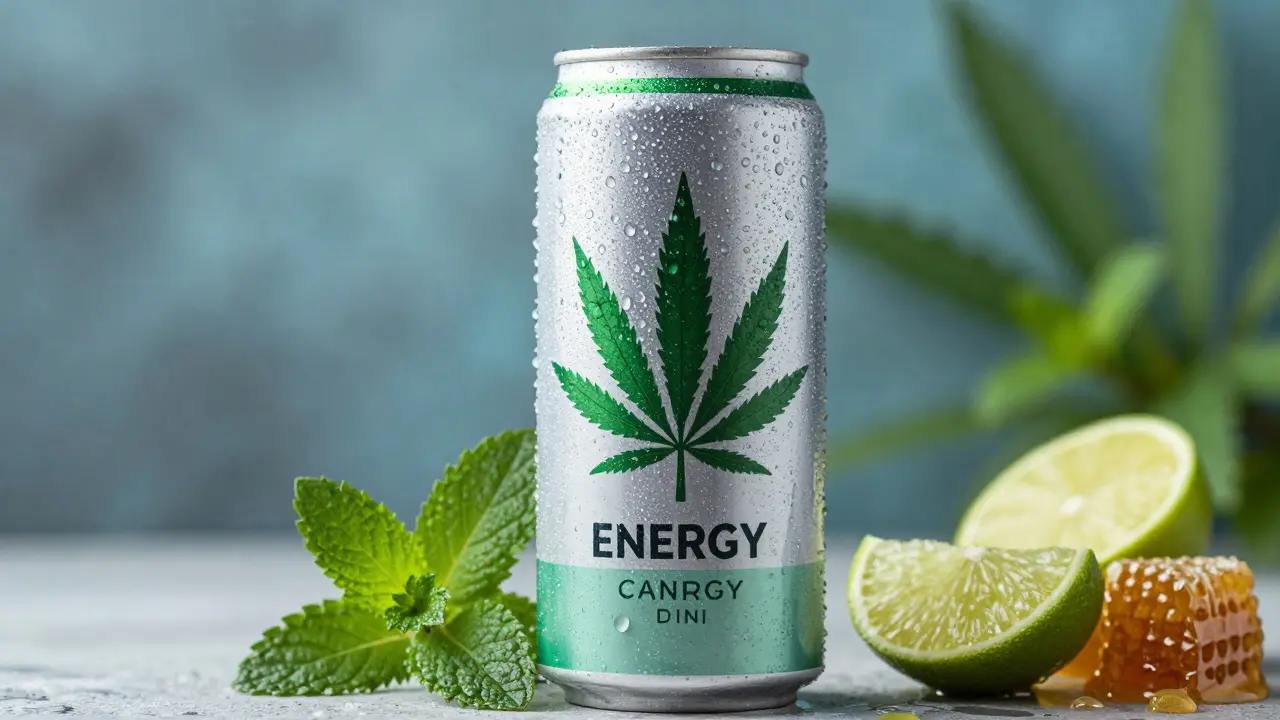Erfrischendes Cannabis-Energiegetränk mit Minze und Limette