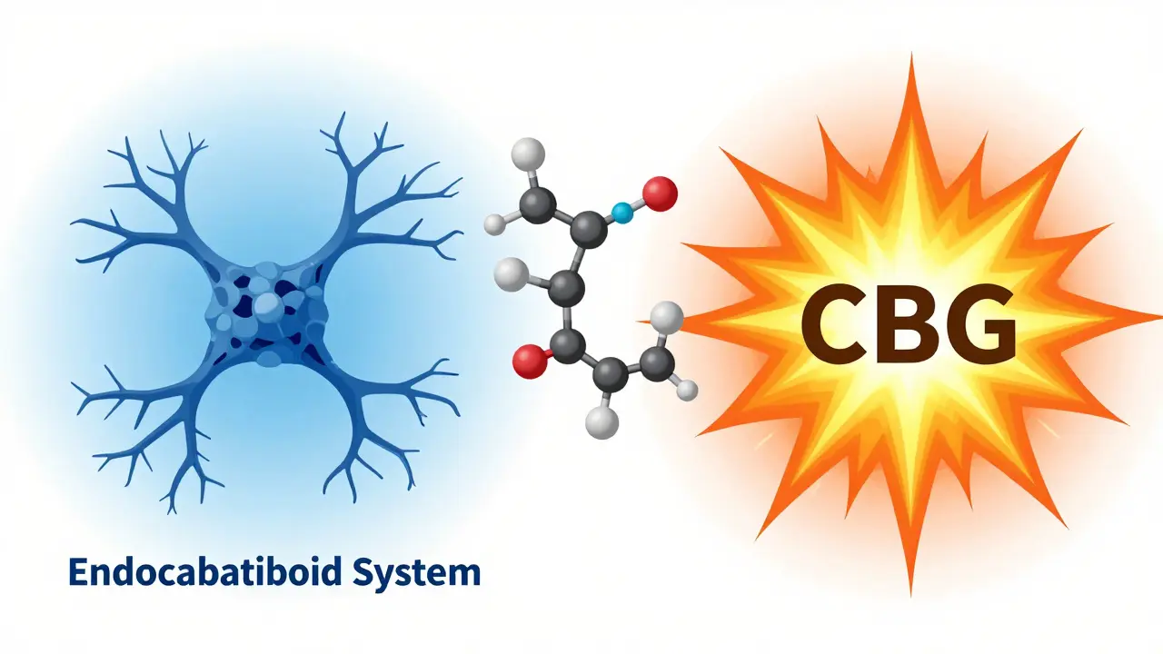 Konzeptionelle Darstellung der gegensätzlichen Wirkungen von CBD und CBG im Körper