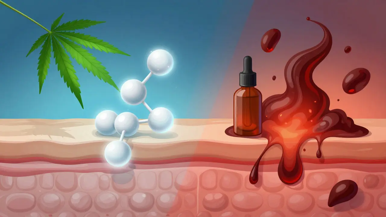 Konzeptionelle Darstellung von reinem CBD vs. reizenden Zusätzen