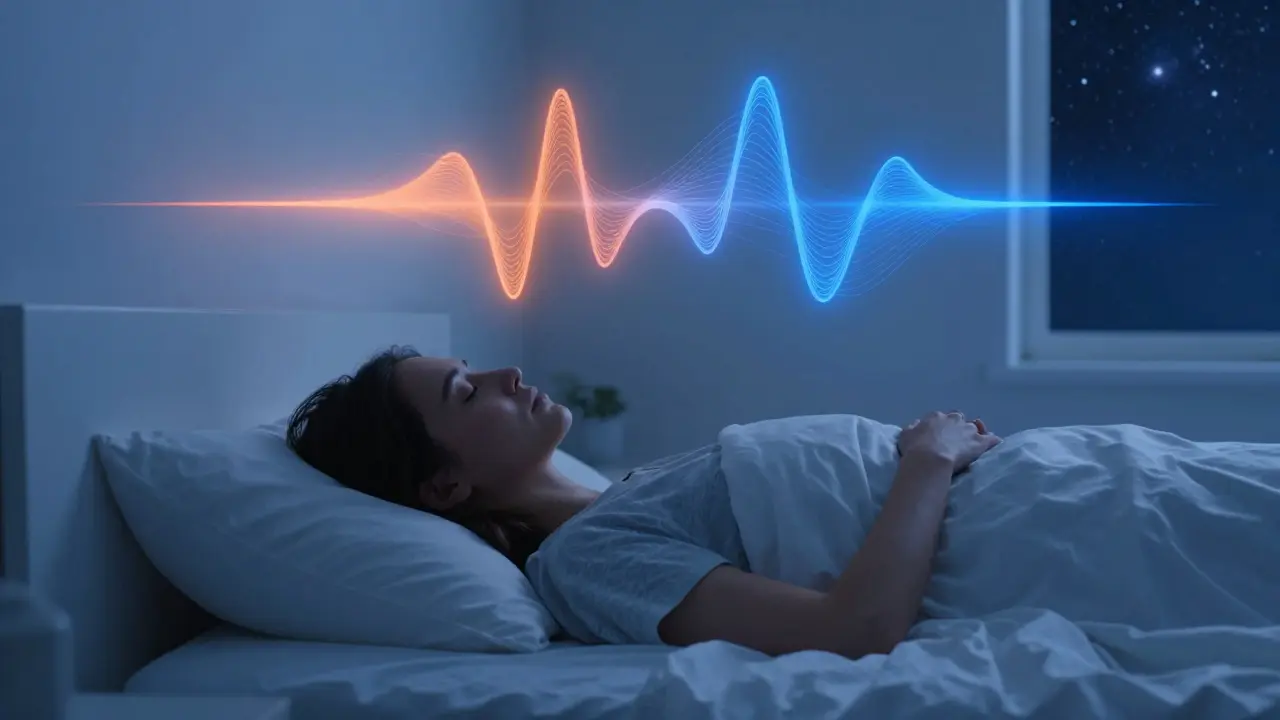 Ruhige Schlafzimmer-Szene mit Darstellung des Schlafzyklus