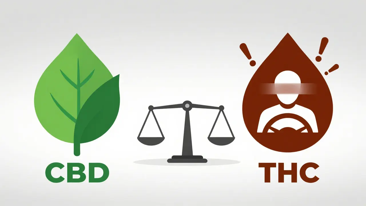 Grafik zeigt Unterschied zwischen CBD und THC Einfluss auf Fahrtauglichkeit