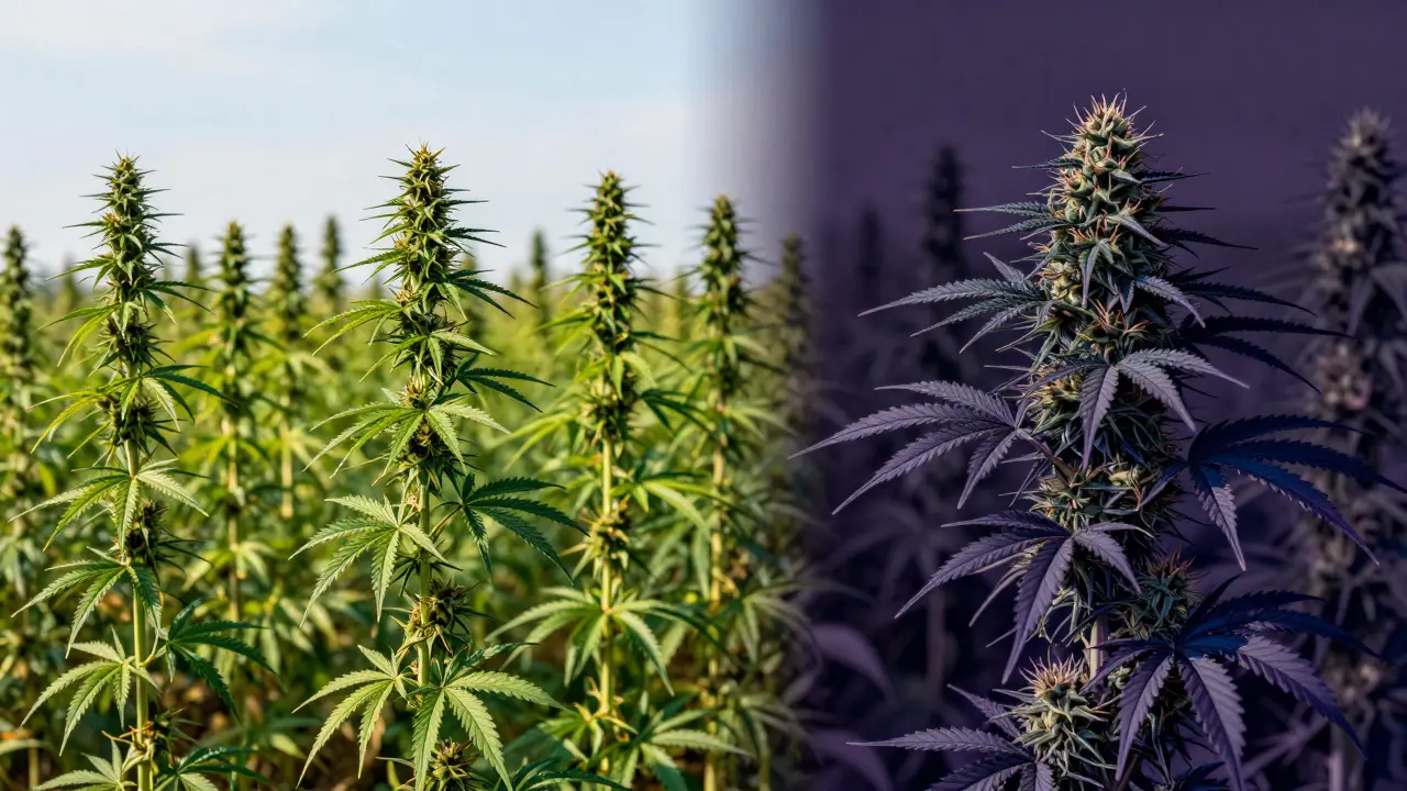 Industriehanf im Vergleich zu Cannabispflanzen