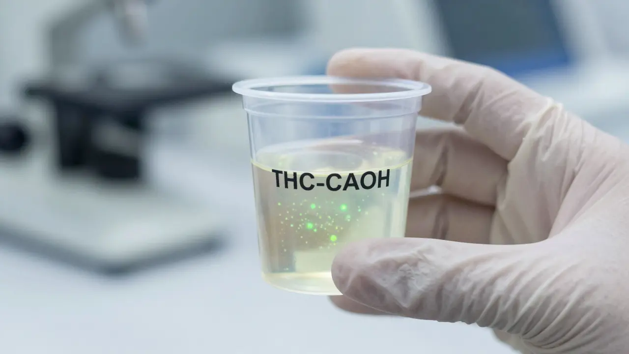 Urintestprobe mit sichtbaren THC-Metaboliten