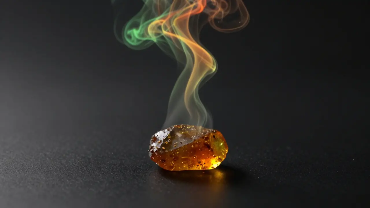 Visuelle Darstellung des Terpene-Verlusts durch verdunstende farbige Dämpfe