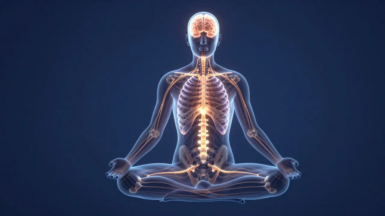 Abstrakte Darstellung des Endocannabinoid-Systems im menschlichen Körper