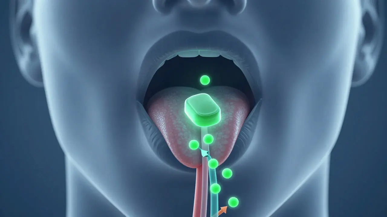 Illustration showing cannabinoids absorbing through the mouth lining