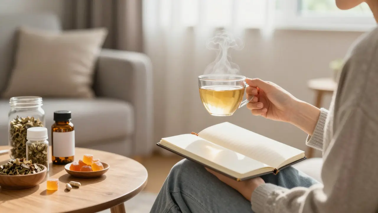 Person relaxing in a living room while waiting for hemp effects to start